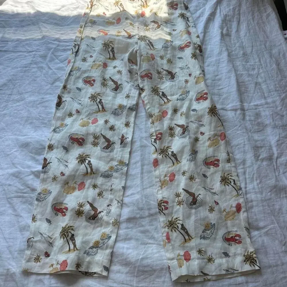 Reformation beach print linen pants